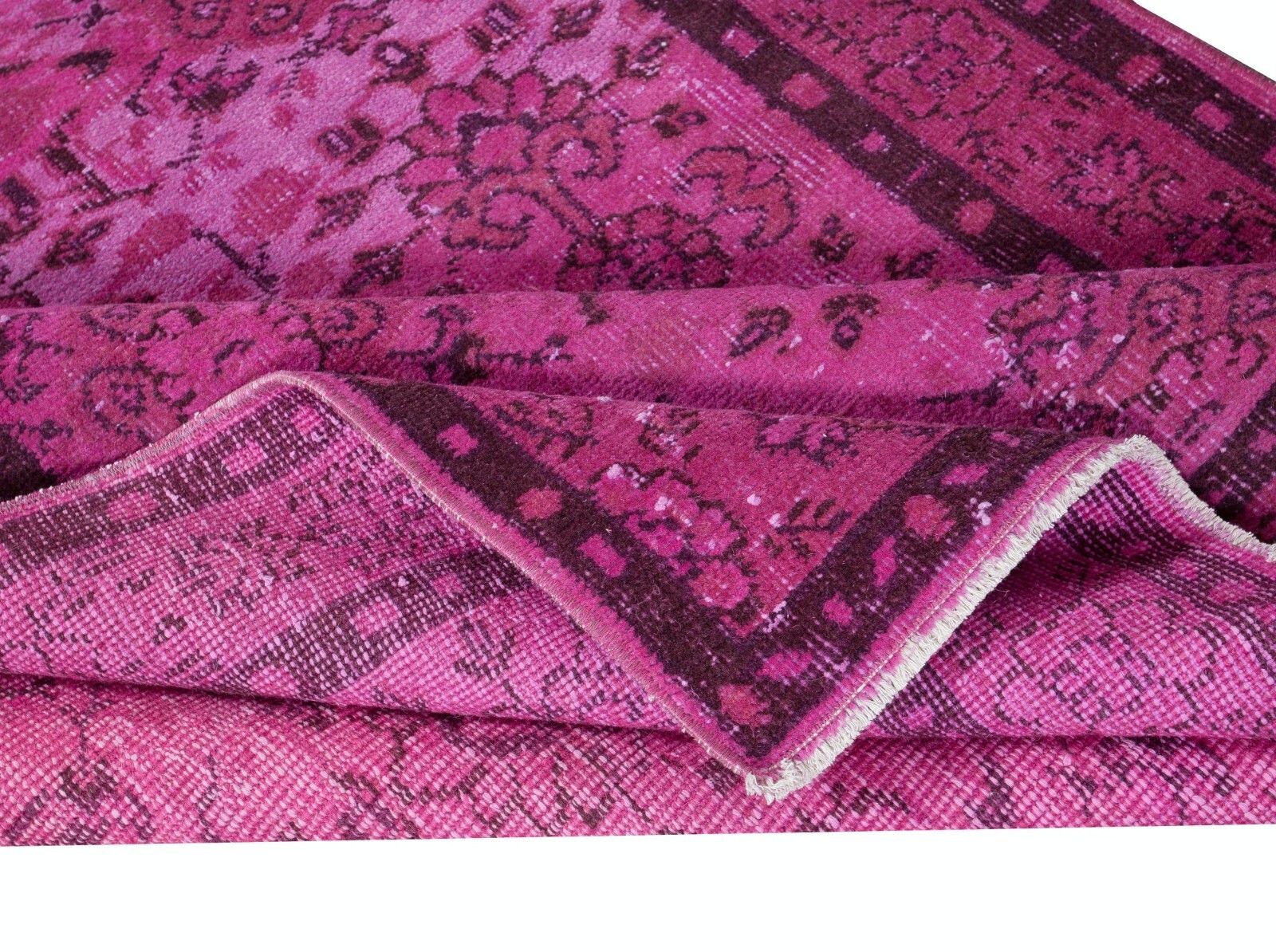4x7 Ft Floral Patterned Pink Rug For Modern Interiors, Handknotted In Turkey photo for sale