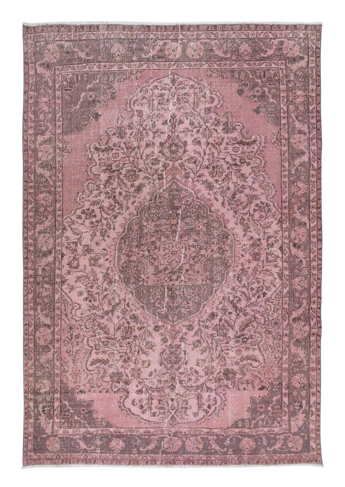 7x10.2 Ft One Of A Kind Contemporary Handmade Turkish Area Rug In Soft Pink
