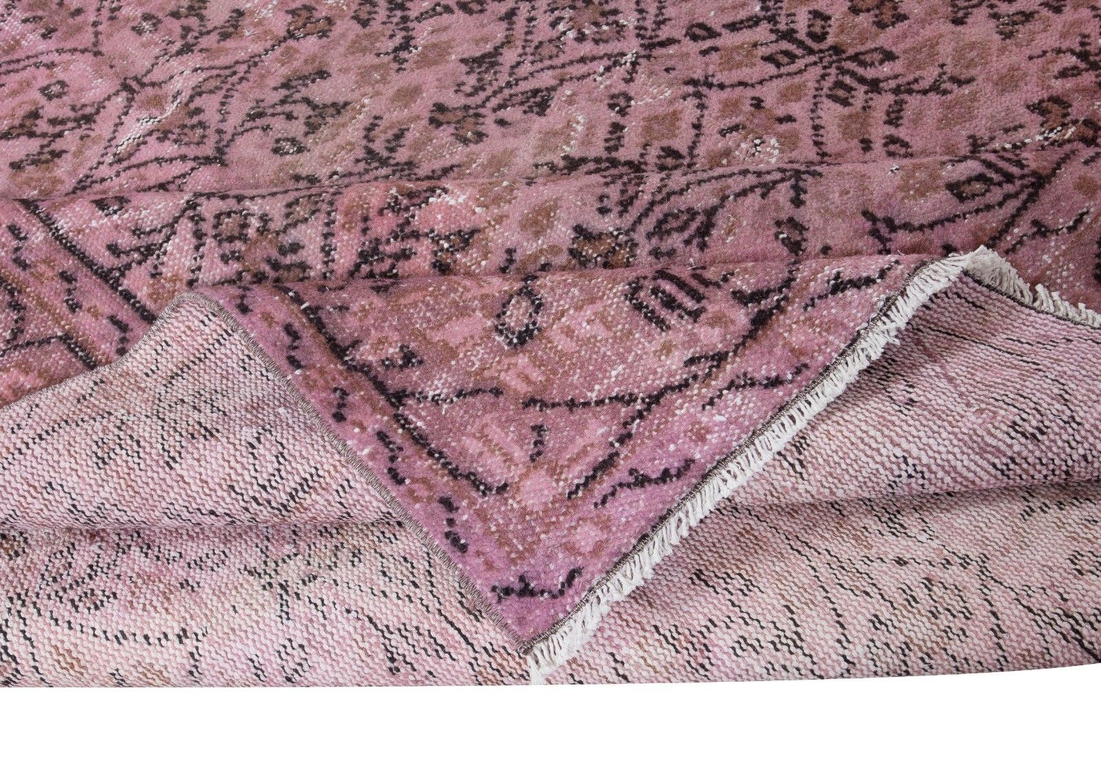 6.6x10 Ft Handmade Floral Pattern Floor Area Rug In Pink, Modern Turkish Carpet photo for sale