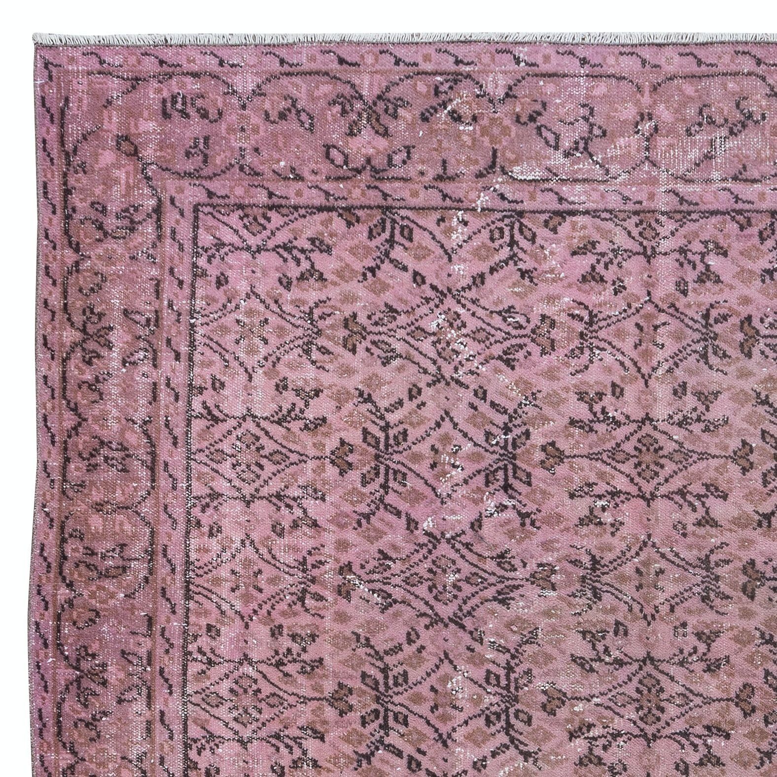 6.6x10 Ft Handmade Floral Pattern Floor Area Rug In Pink, Modern Turkish Carpet photo Textiles