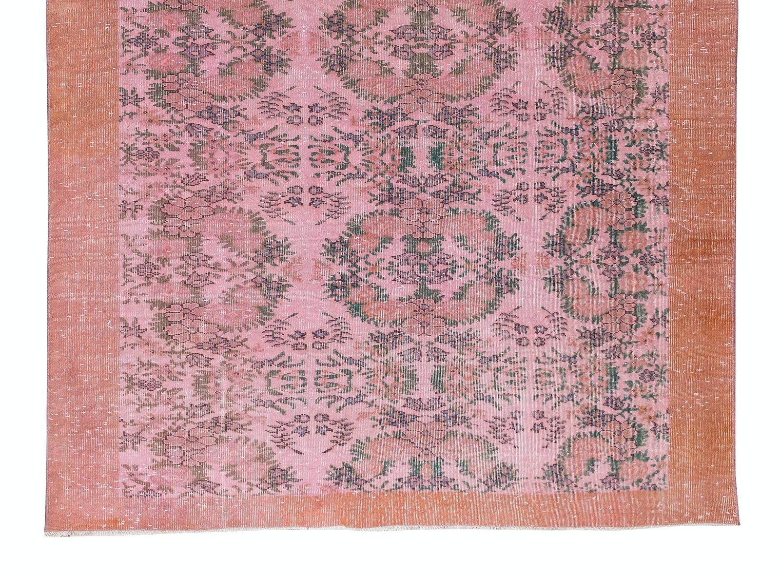 7x10.7 Ft Handknotted Vintage Turkish Rug Over Dyed In Pink 4 Modern Interiors photo 765.0