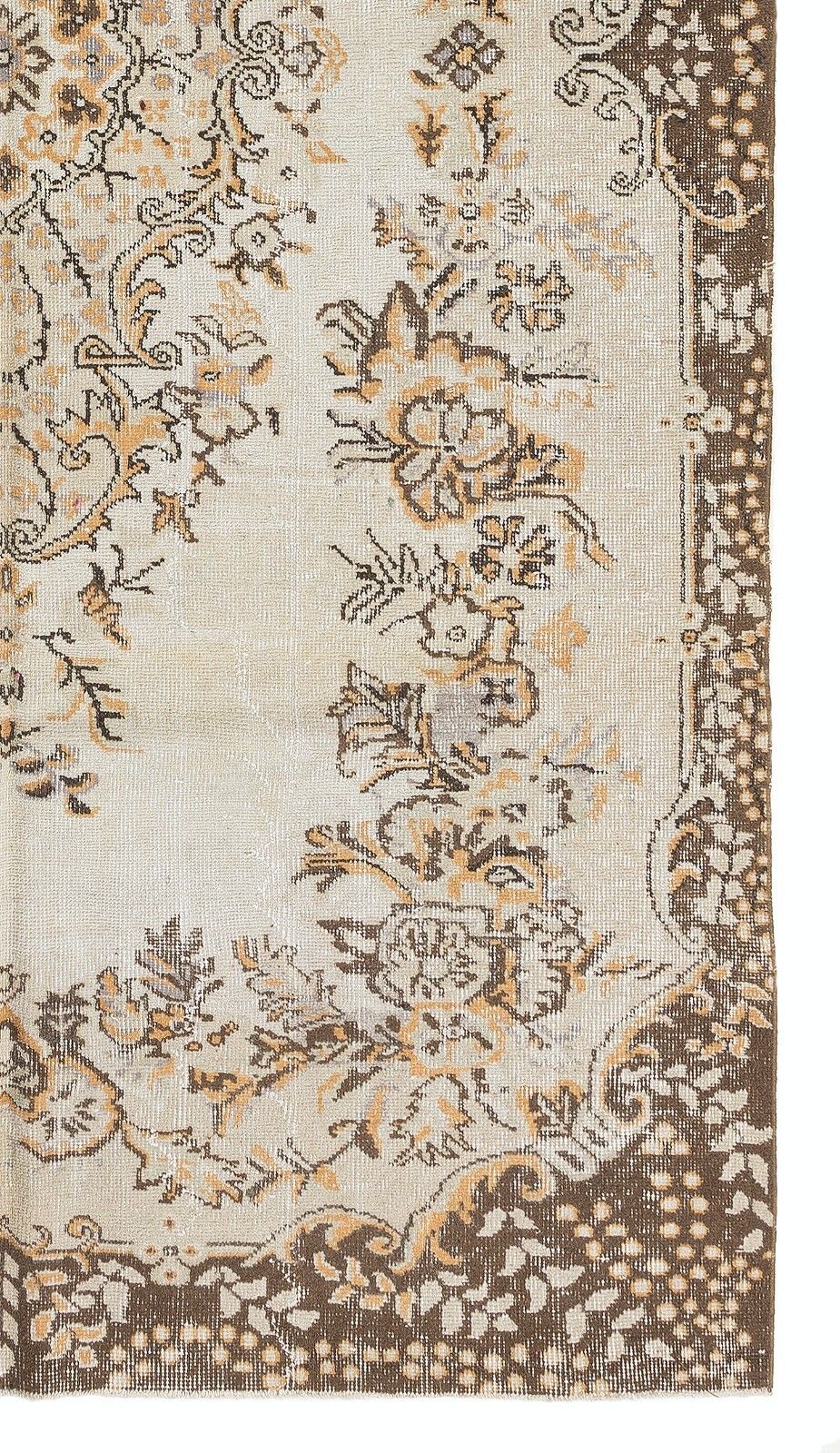 6x9.6 Ft Handmade Floral Medallion Design Turkish Vintage Wool Area Rug photo vinterior