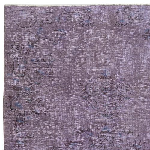 4.8x7.6 Ft Handmade Anti Bacterial Rug, Purple Color Hand Knotted Turkish Rug photo Textiles