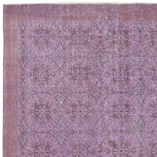 4.5x7.8 Ft Modern Floral Patterned Area Rug In Purple, Hand Knotted In Turkey photo Textiles