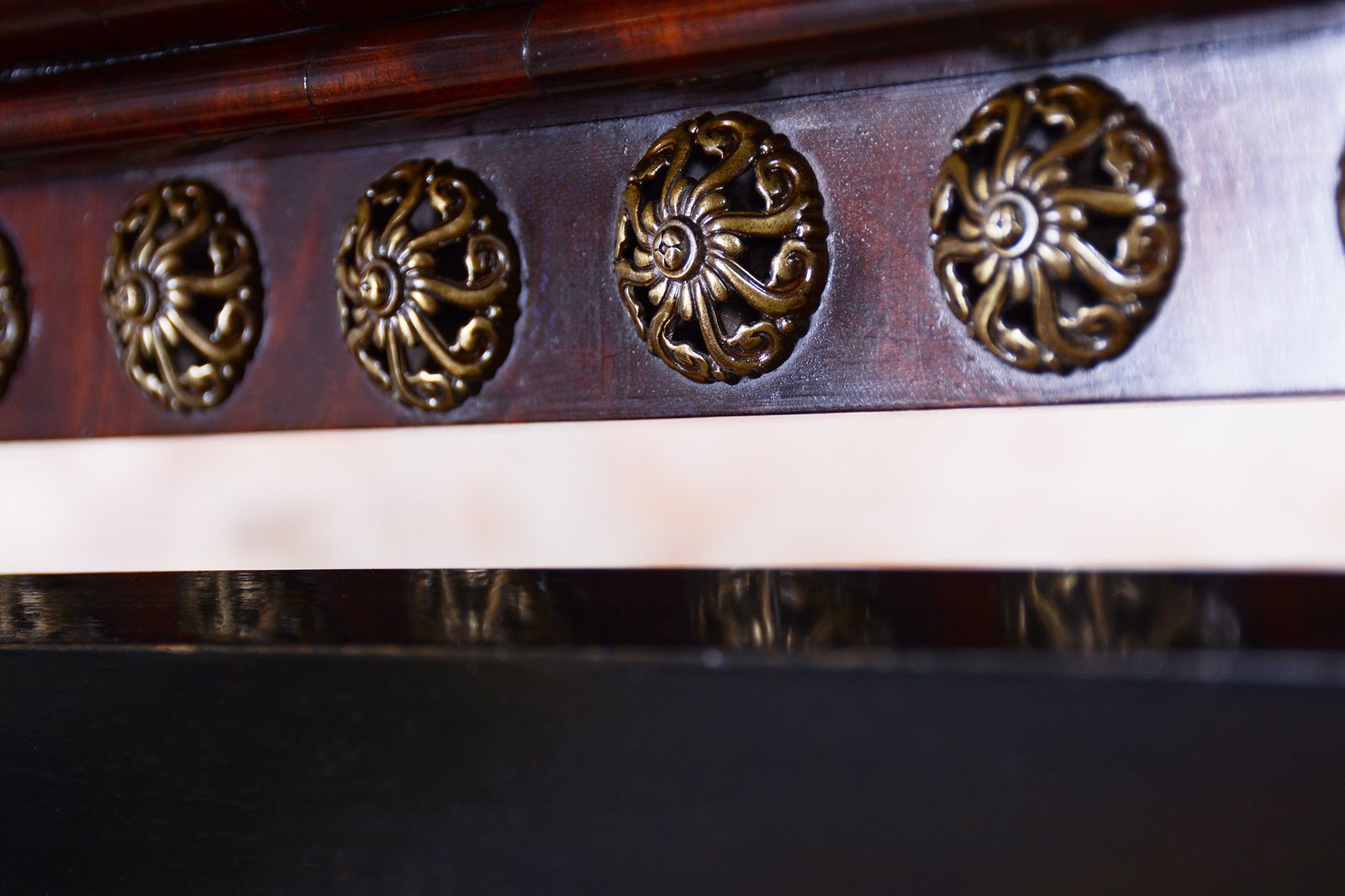 Restored Empire Dressing Mirror, Mahogany, Brass, Bone, Polished, France, 1800s photo 1100.0