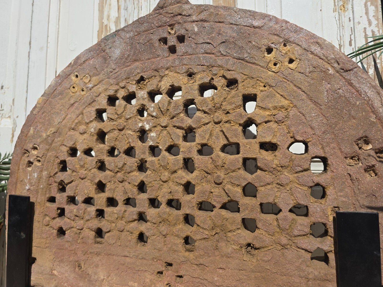 Antique Architectural Carved Stone Panel Jhali Window Fanlight Home Garden Decor photo vinterior