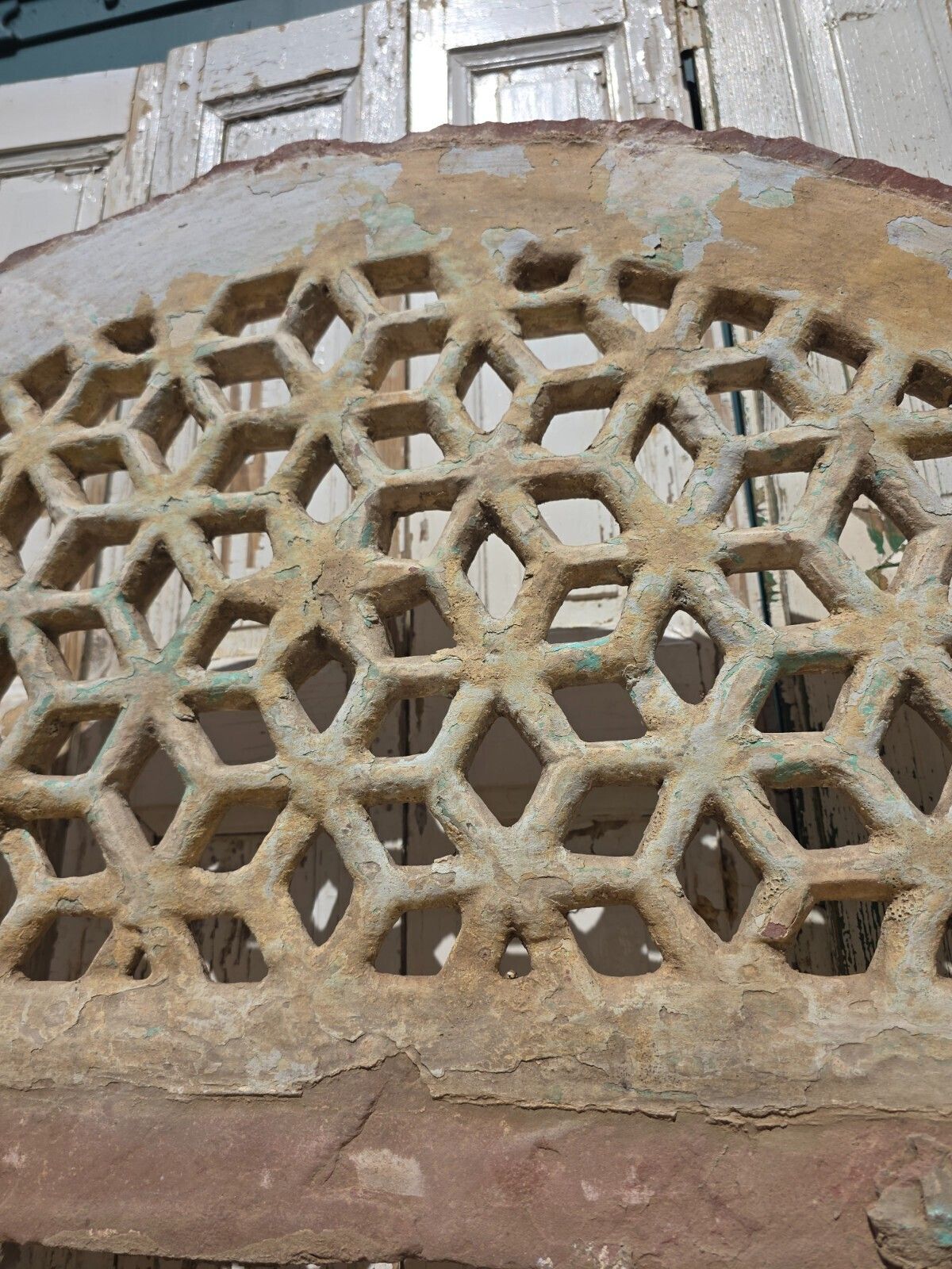 Antique Architectural Carved Stone Panel Jhali Window Fanlight Home Garden Decor photo Garden Decor