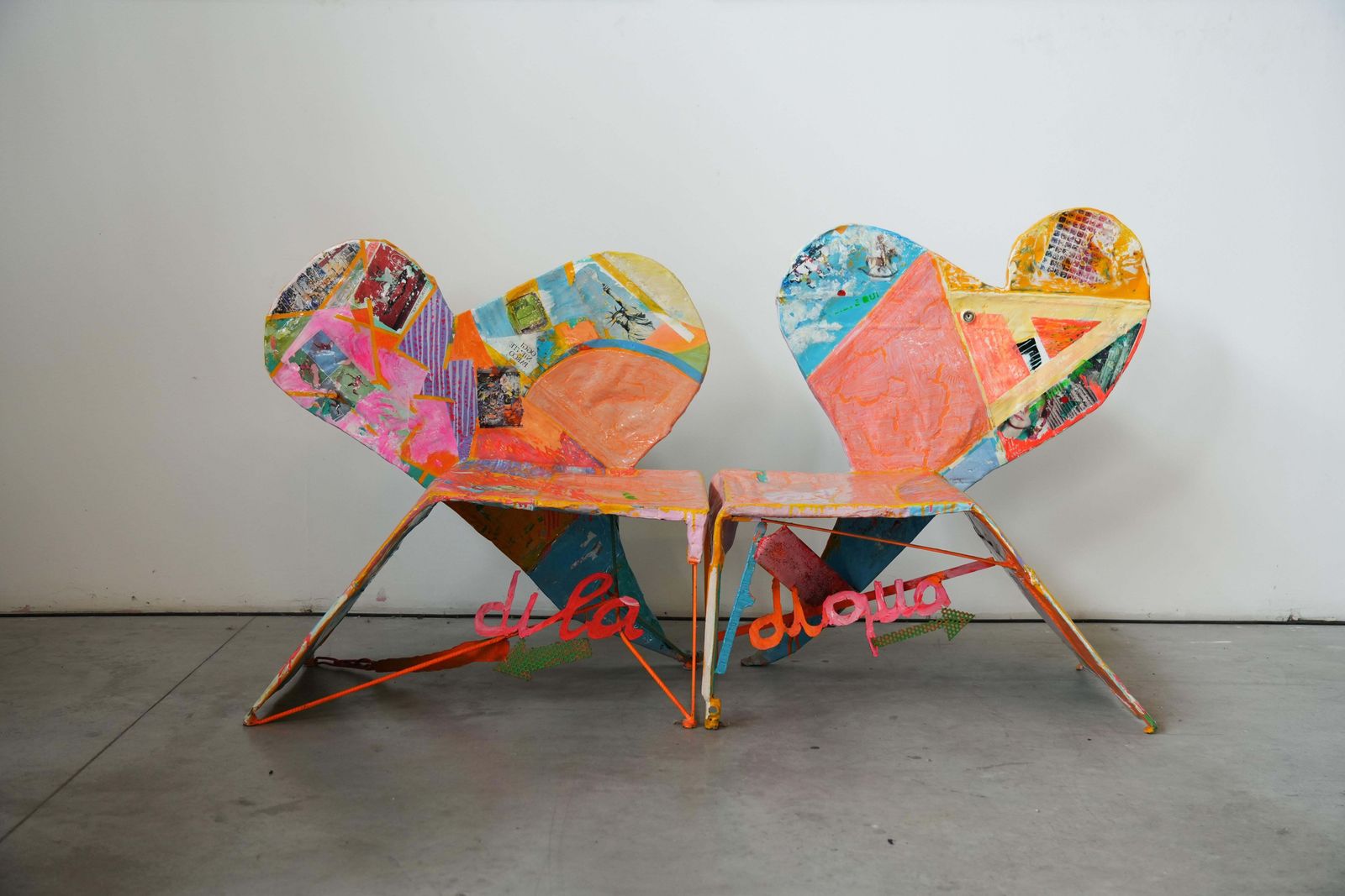Guido Coletti Sculptural Modular Chairs (1995)   Heart Shaped Abstract Collage photo furniture