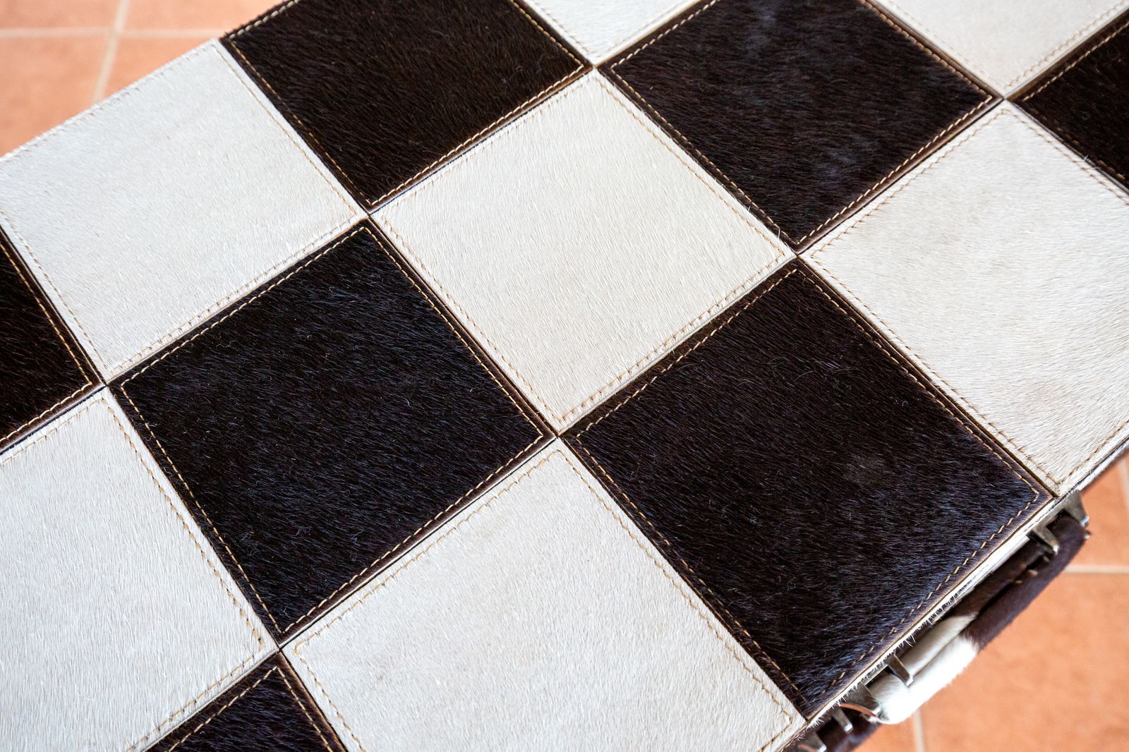 Checkerboard Chest Of Drawers Antique Cowhide Statement Furniture Country House Rock Star Furniture Black And White Patchwork Monochrome photo 4500.0