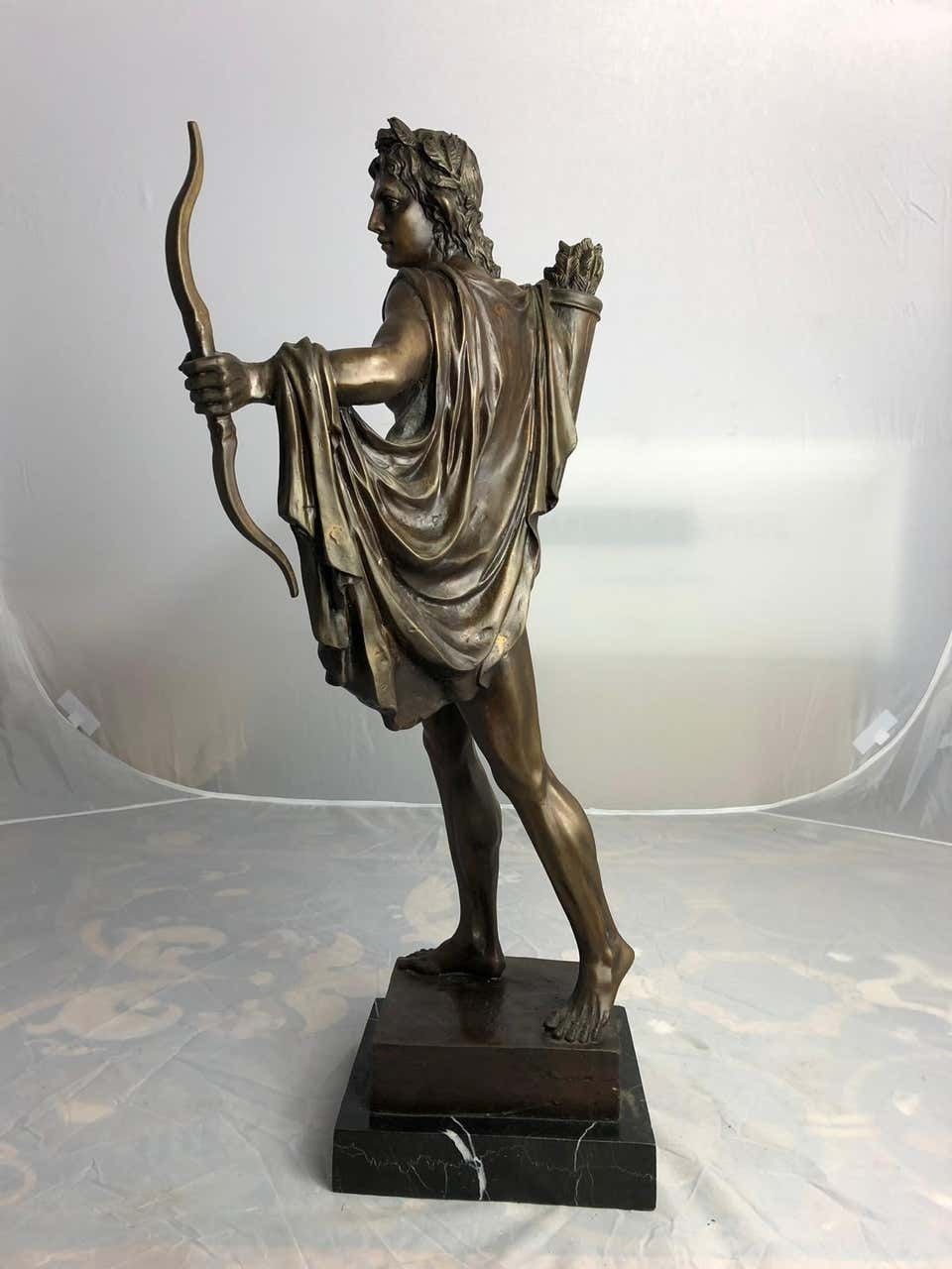 20th Century Bronze Statue Of Apollo The Greek God Of Archery photo furniture