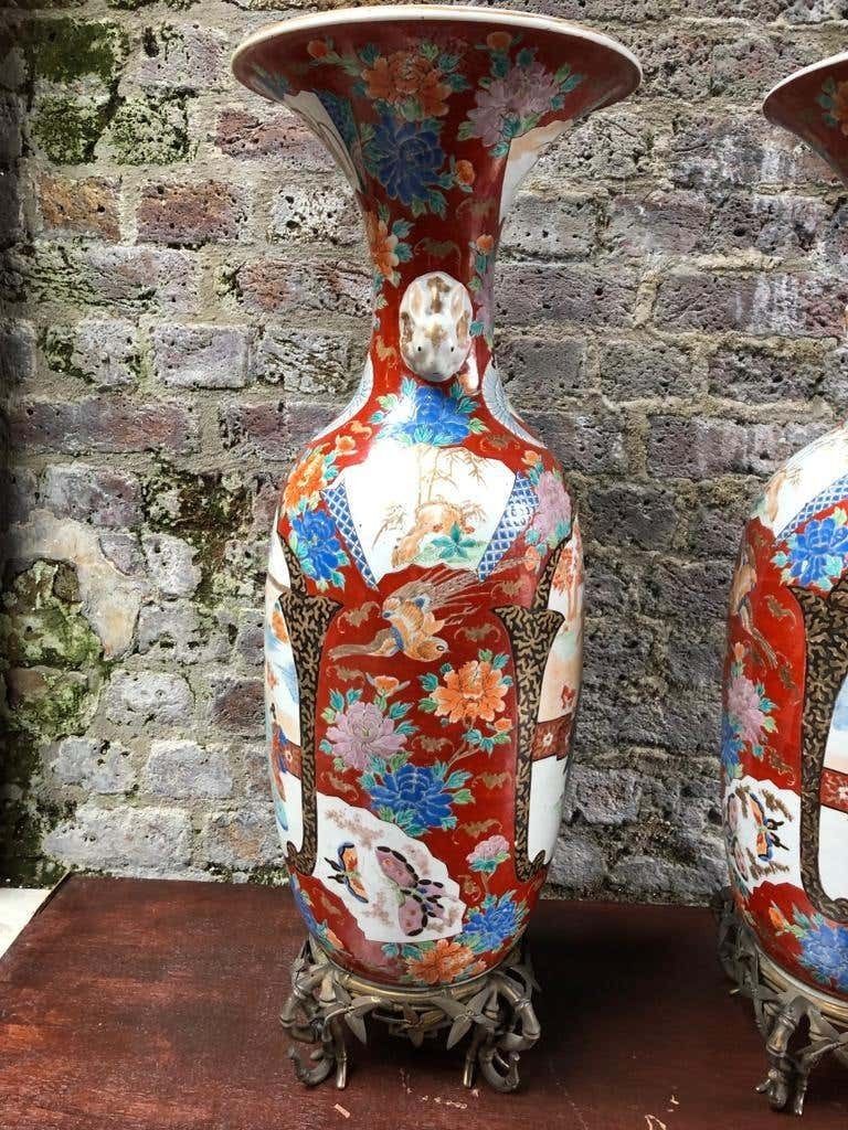 19th Century Pair, Japanese Meiiji Imari Porcelain Vases photo for sale