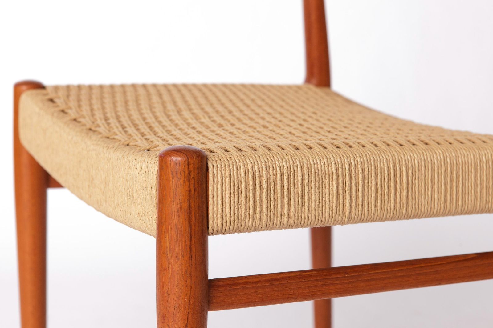 1 Of 2 Vintage Alf Aarseth Chair – Model 145, 1960s Teak Dining Chair, Danish Cord Seat, Norway photo vintage