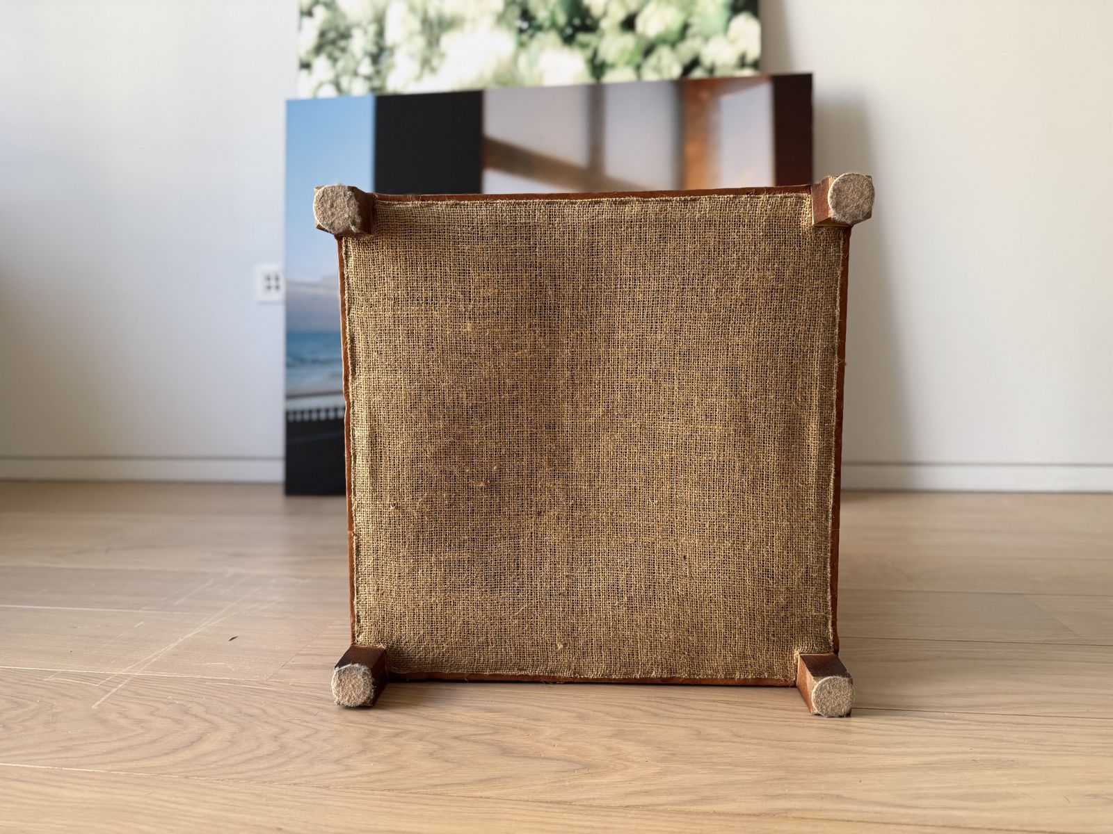 Original French 1940s/50s Leather Pouffe / Ottoman. photo furniture