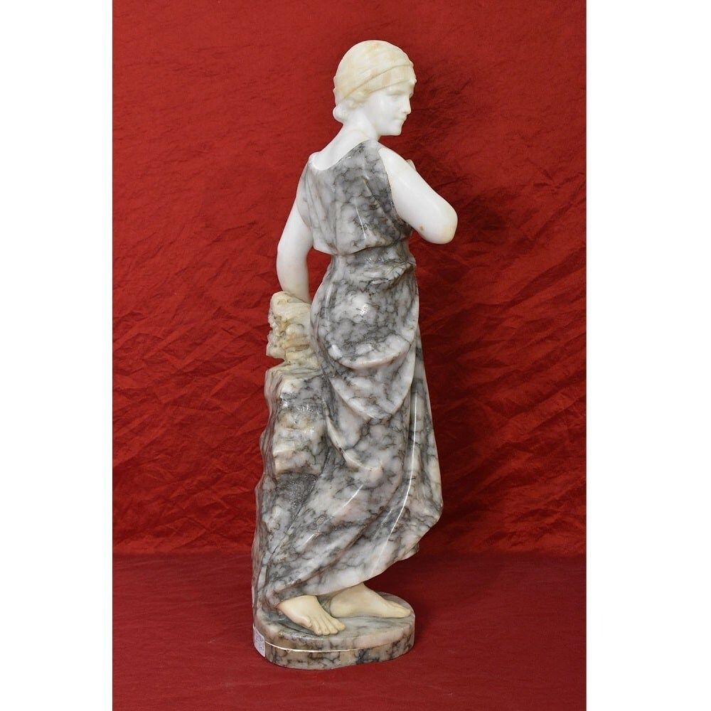 Antique Statues, Alabaster And Marble, Woman Sculpture, Signed Pugi, XIX Century. (Stal74) photo for sale