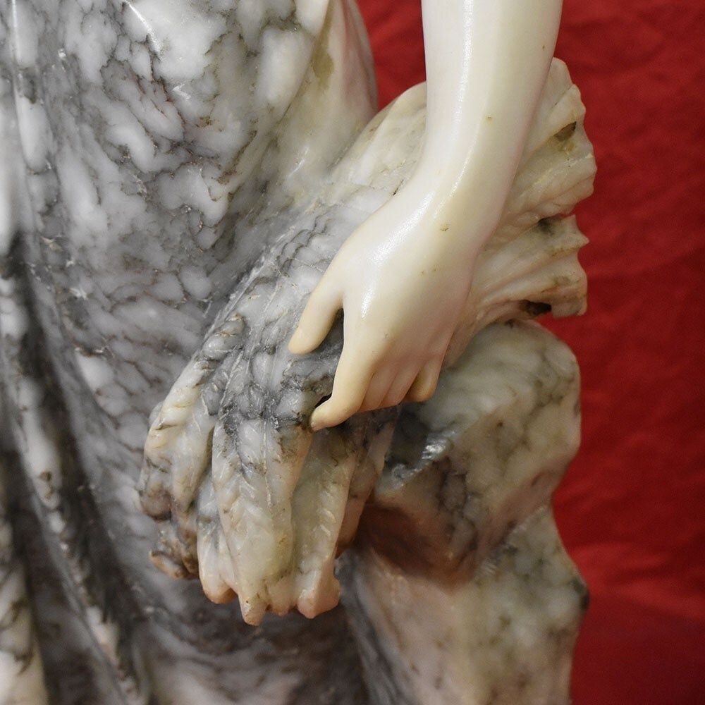 Antique Statues, Alabaster And Marble, Woman Sculpture, Signed Pugi, XIX Century. (Stal74) photo vintage