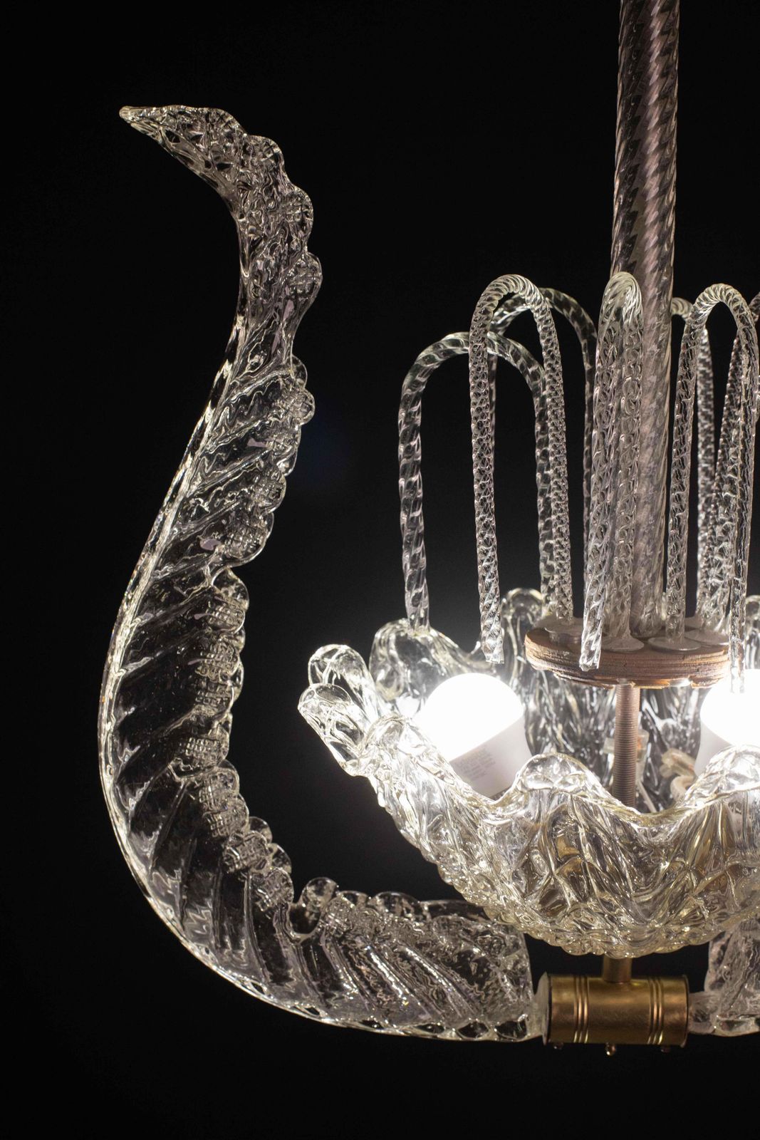 Set Of 5 Art Decò Fountain Chandelier By Barovier E Toso, Murano Glass, 1940 photo vintage