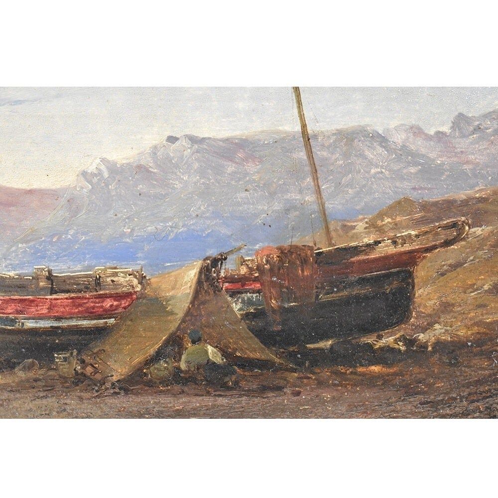 Marine Painting, Coast Painting, Small Seascape Painting, 19th Century. photo for sale