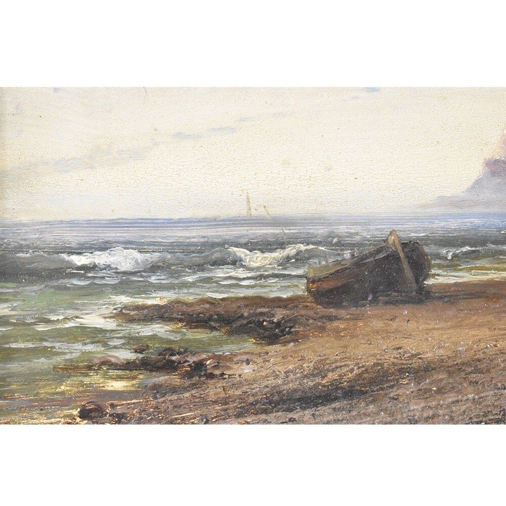 Marine Painting, Coast Painting, Small Seascape Painting, 19th Century. photo Art