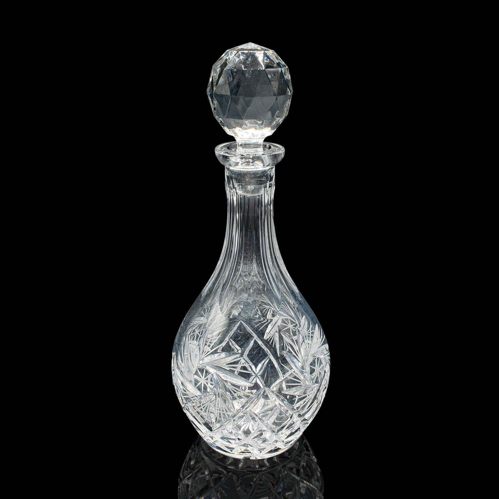 Vintage Liqueur Decanter, English, Cut Crystal Glass, Mid 20th Century, C.1960