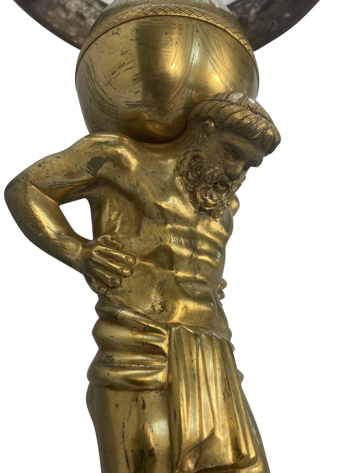 A Large English Regency Gilt Bronze Lamp Depicting Atlas photo Lighting