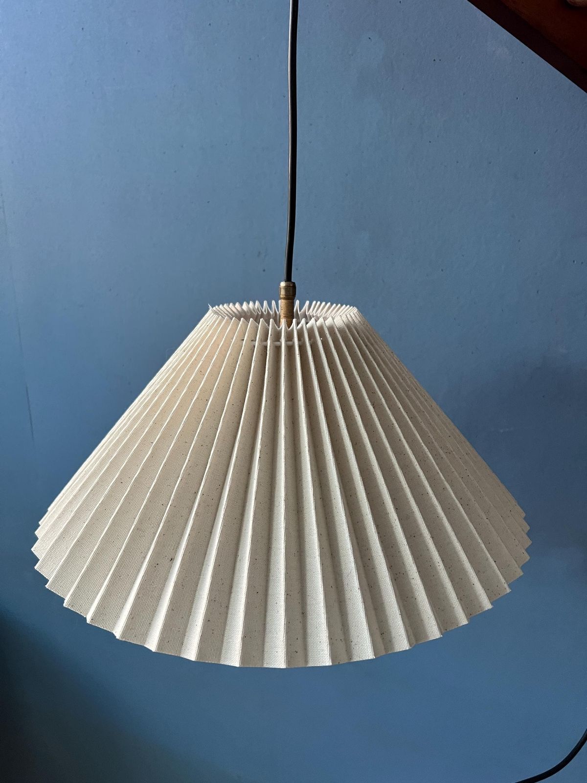 Mid Century Teak Wood Fishing Rod Wall Lamp With Pleated Shade photo buy
