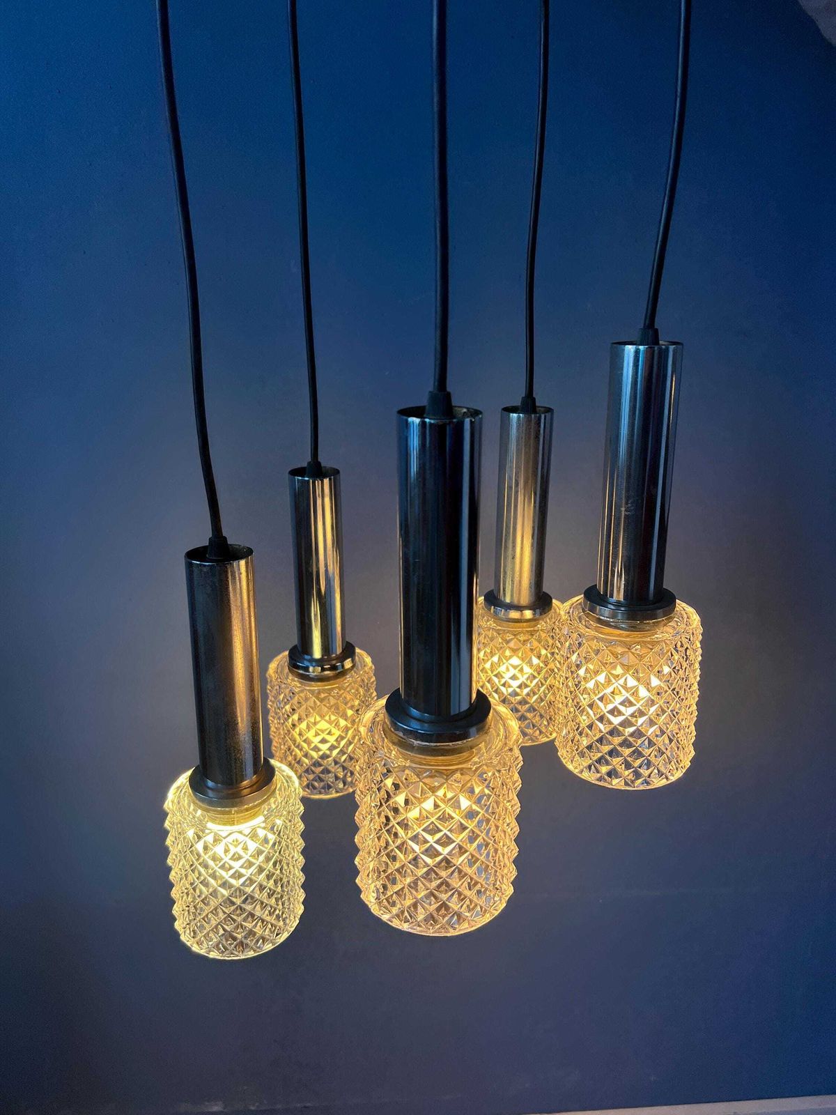 Mid Century Crystal Glass Cascade Pendant Lamp photo 399.0