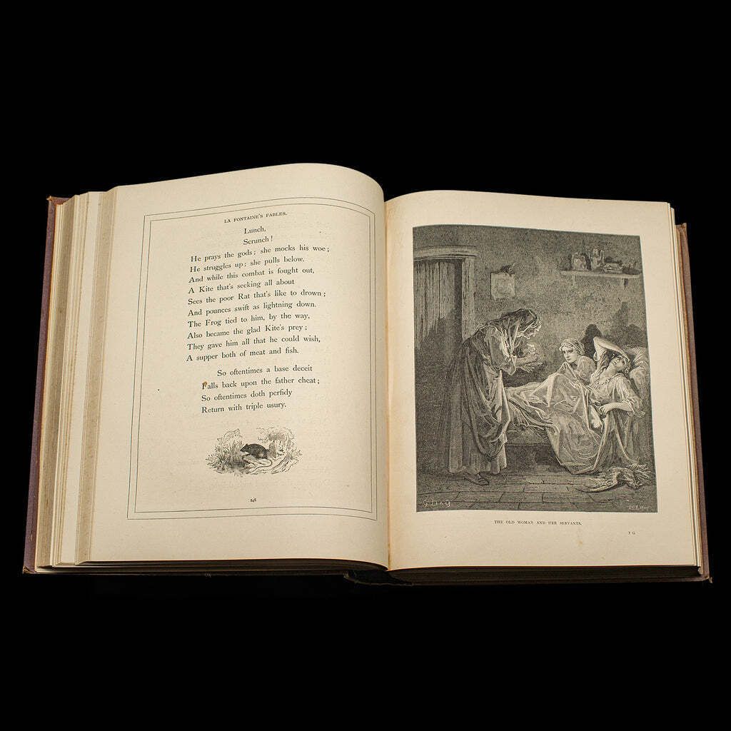 photo for sale Antique The Fables Book, Historic Literature, English, Illustrated, Victorian