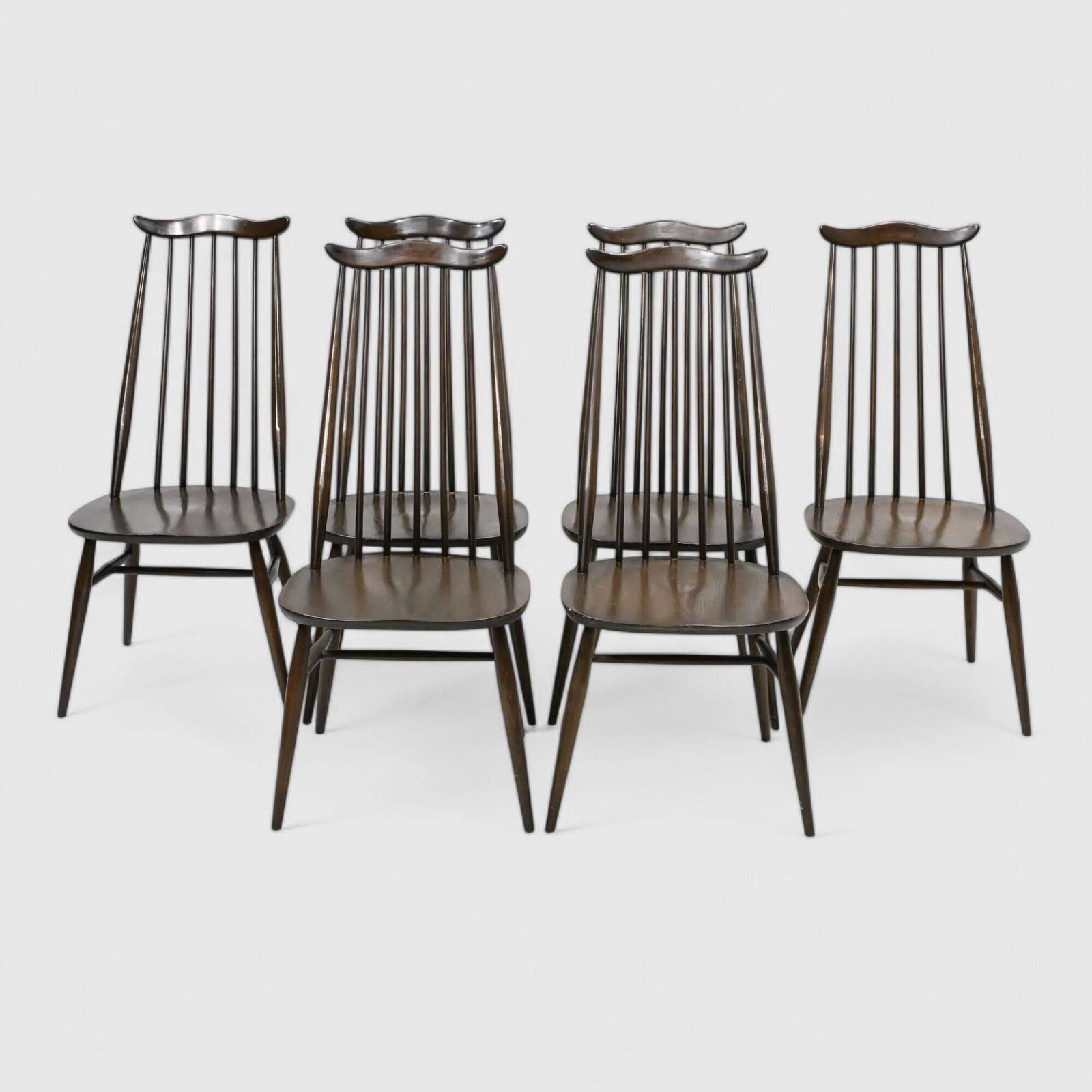 6 Ercol Number 369 Windsor Goldsmith Dining Chairs Dark Finish Free Uk Delivery