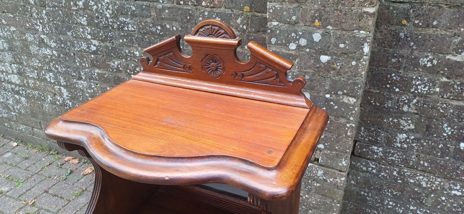 Victorian Mahogany Music Cabinet Narrow Ornate Antique Storage With Brass Details & Mirror photo Furniture