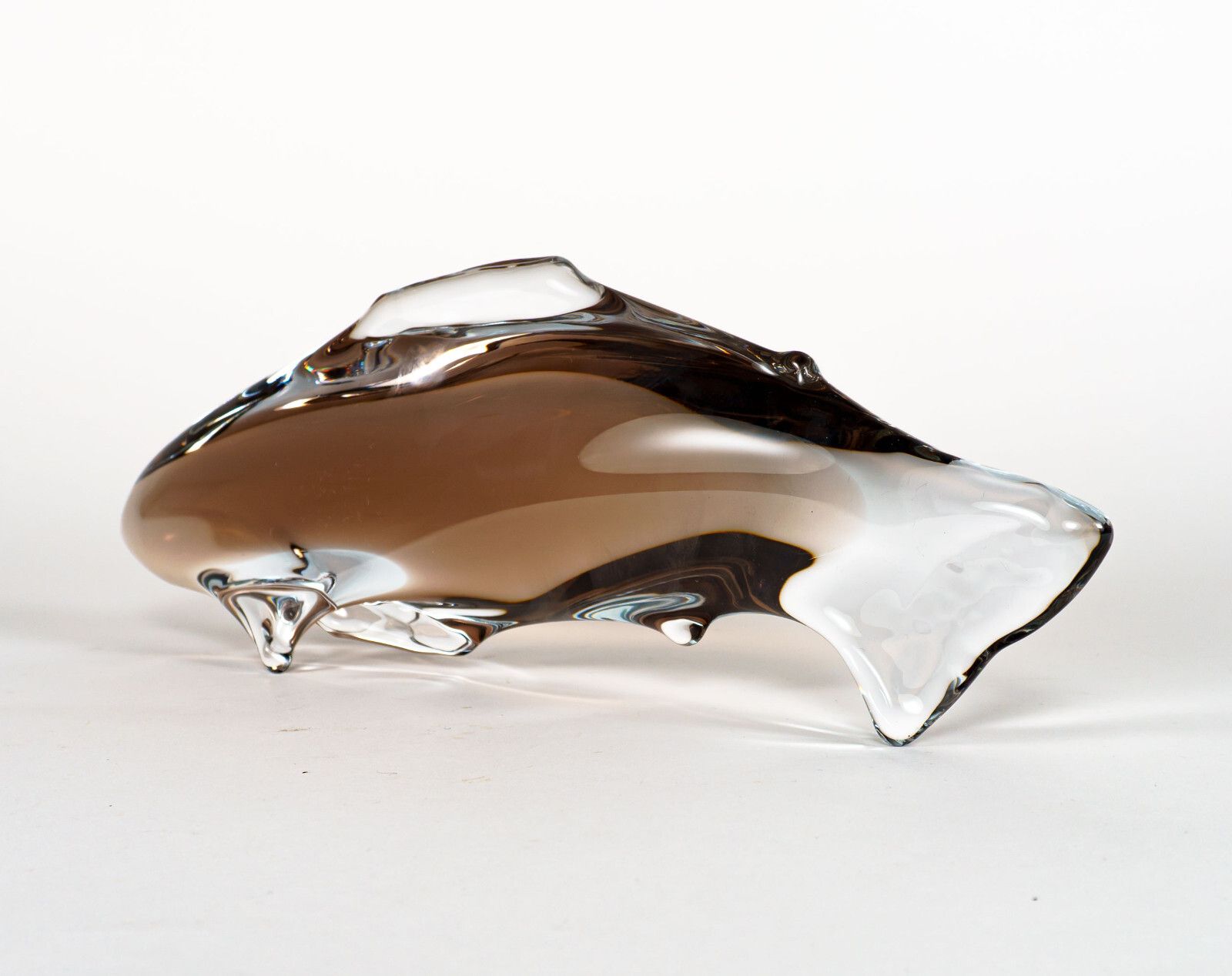 Vintage 1960s Czech Zbs Miroslav Janku Cased Glass Fish Sculpture photo for sale