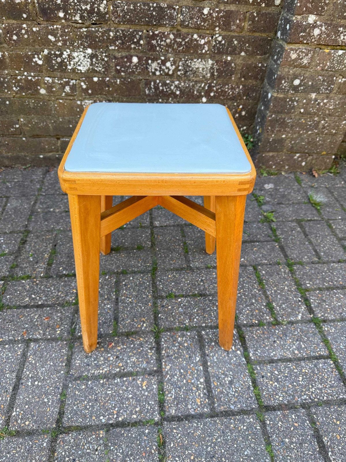 Mid Century Ben Chair Ltd Beech Stool With Vinyl Top   Vgc   Original Early Retro Scandi Stool photo Furniture