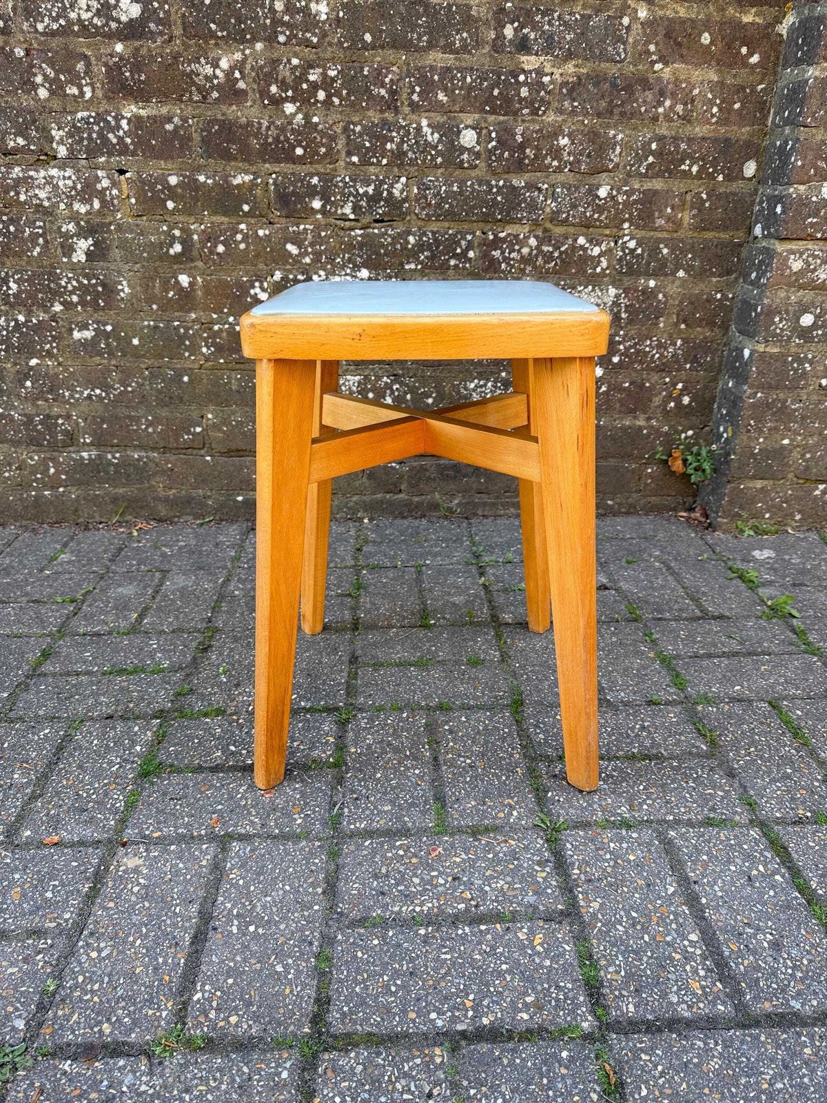 Mid Century Ben Chair Ltd Beech Stool With Vinyl Top   Vgc   Original Early Retro Scandi Stool photo buy