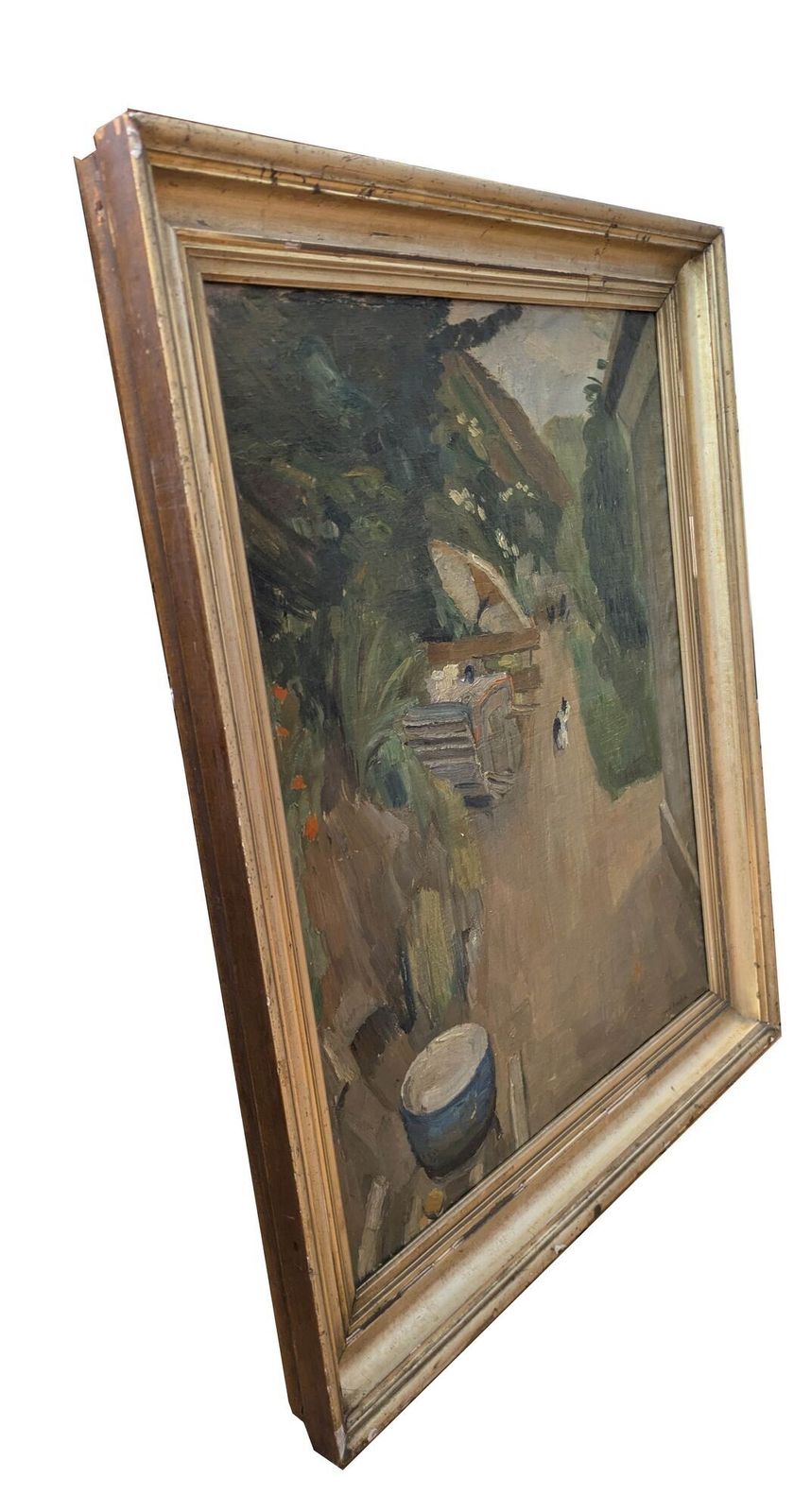 Cat In The Lane, 1950s, Oil On Canvas photo for sale