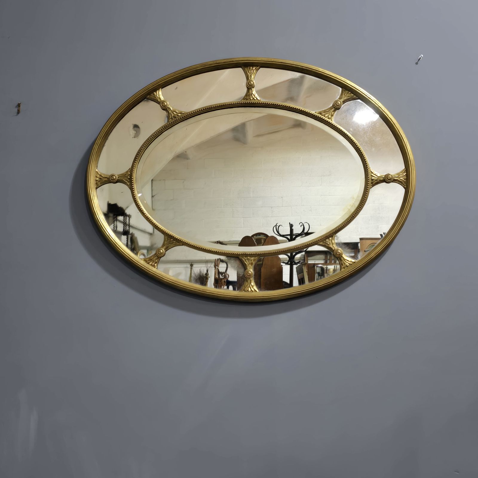 Large Rare English Chippendale Gilt Oval Mirror photo furniture