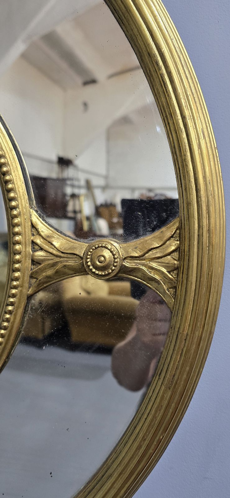 Large Rare English Chippendale Gilt Oval Mirror photo buy