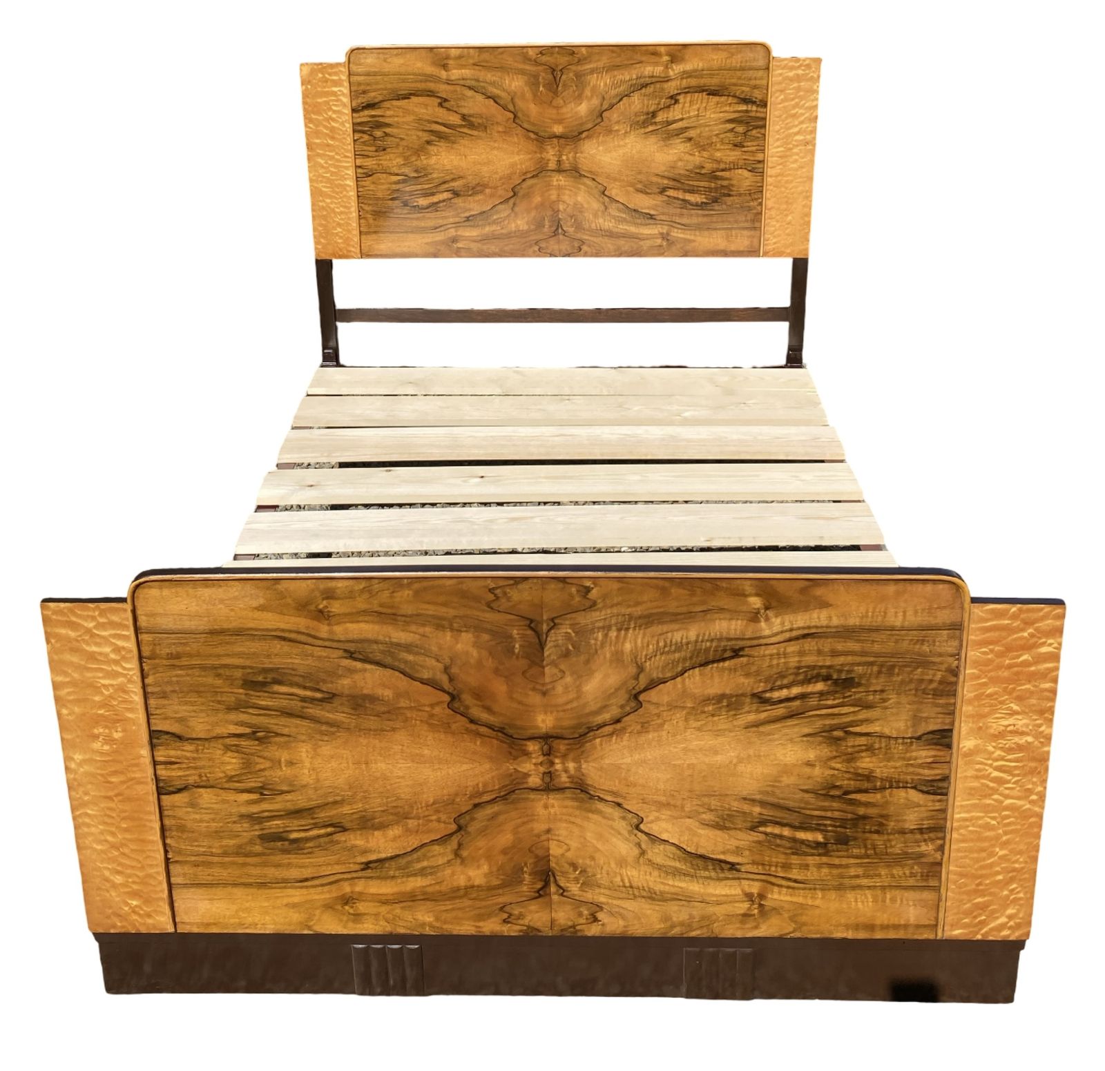 Art Deco Figured Walnut And Maple Double Bed