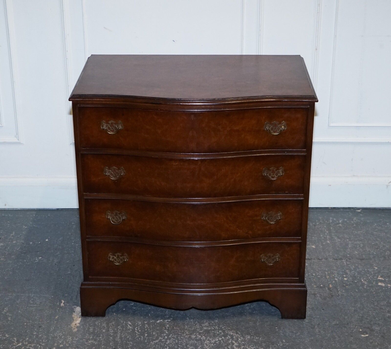 Late 20th Century Burr Walnut Chest Of Drawers With Brass Handles photo 850.0