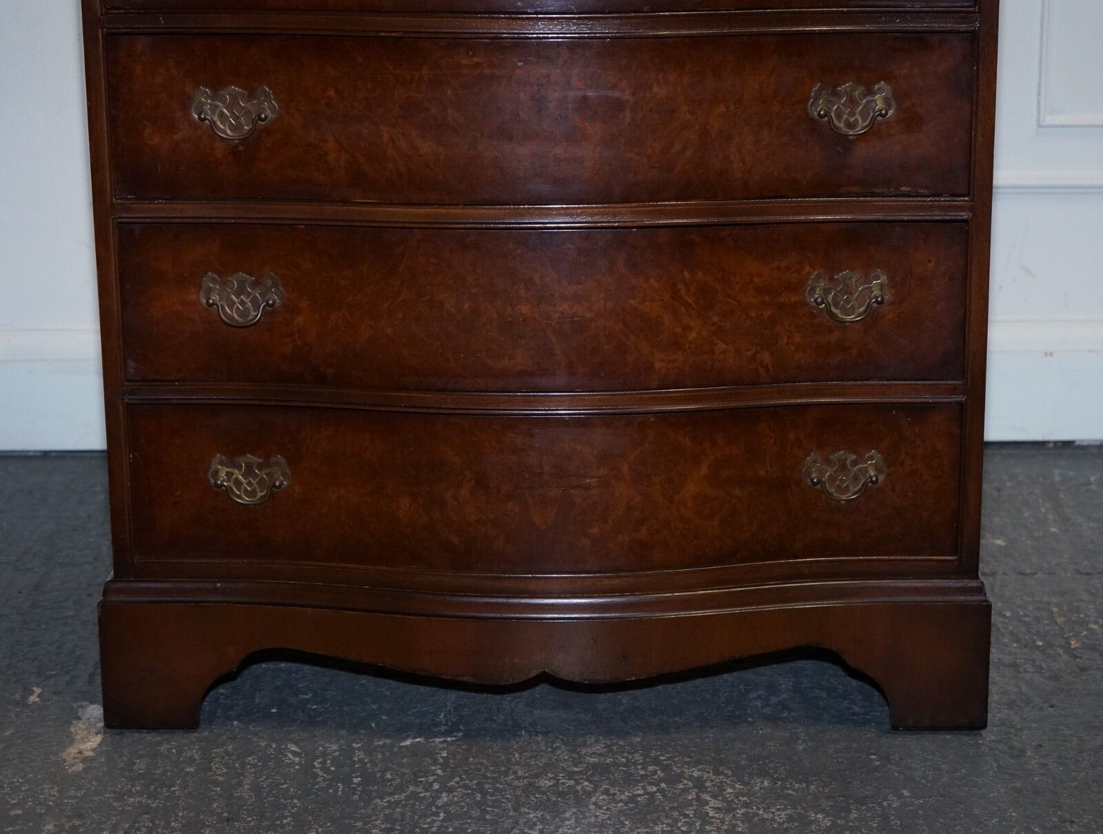 Late 20th Century Burr Walnut Chest Of Drawers With Brass Handles photo buy