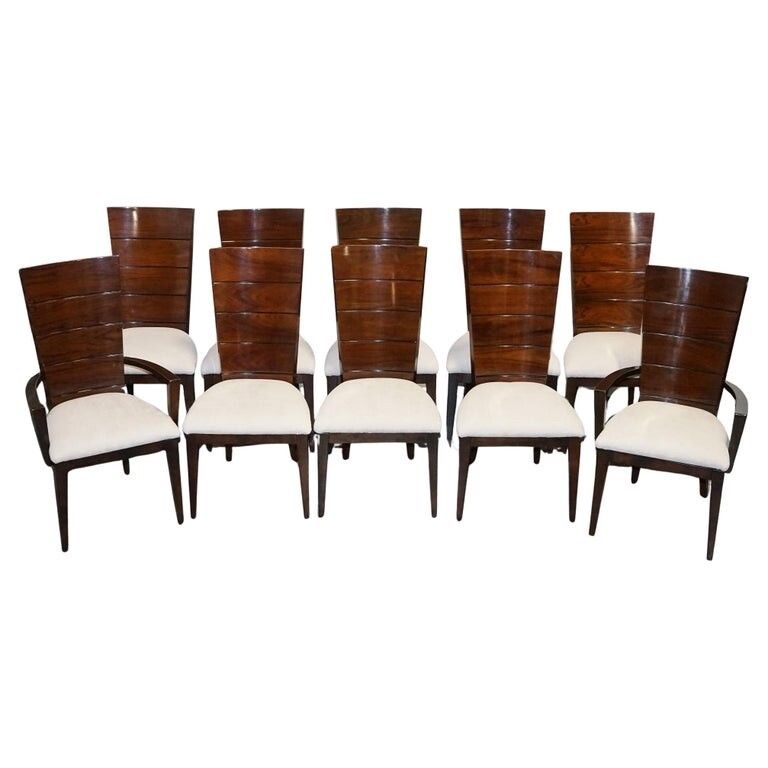 Set Of  10 Dining Art Deco Style Chairs By Giorgio Collection Italian Designer