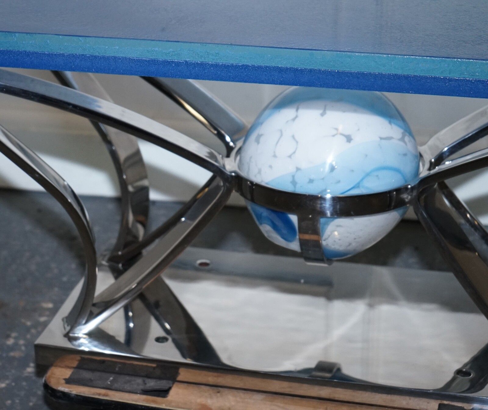 Rare Custom Hand Made Glass Marine Grade Stainless Steel Coffee Table By Soliart photo buy