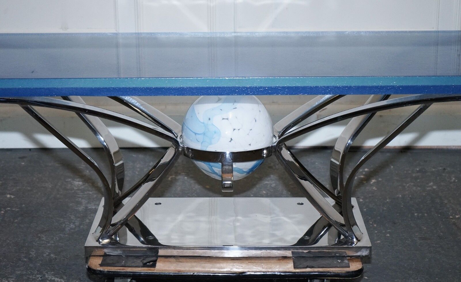 Rare Custom Hand Made Glass Marine Grade Stainless Steel Coffee Table By Soliart photo 14950.0
