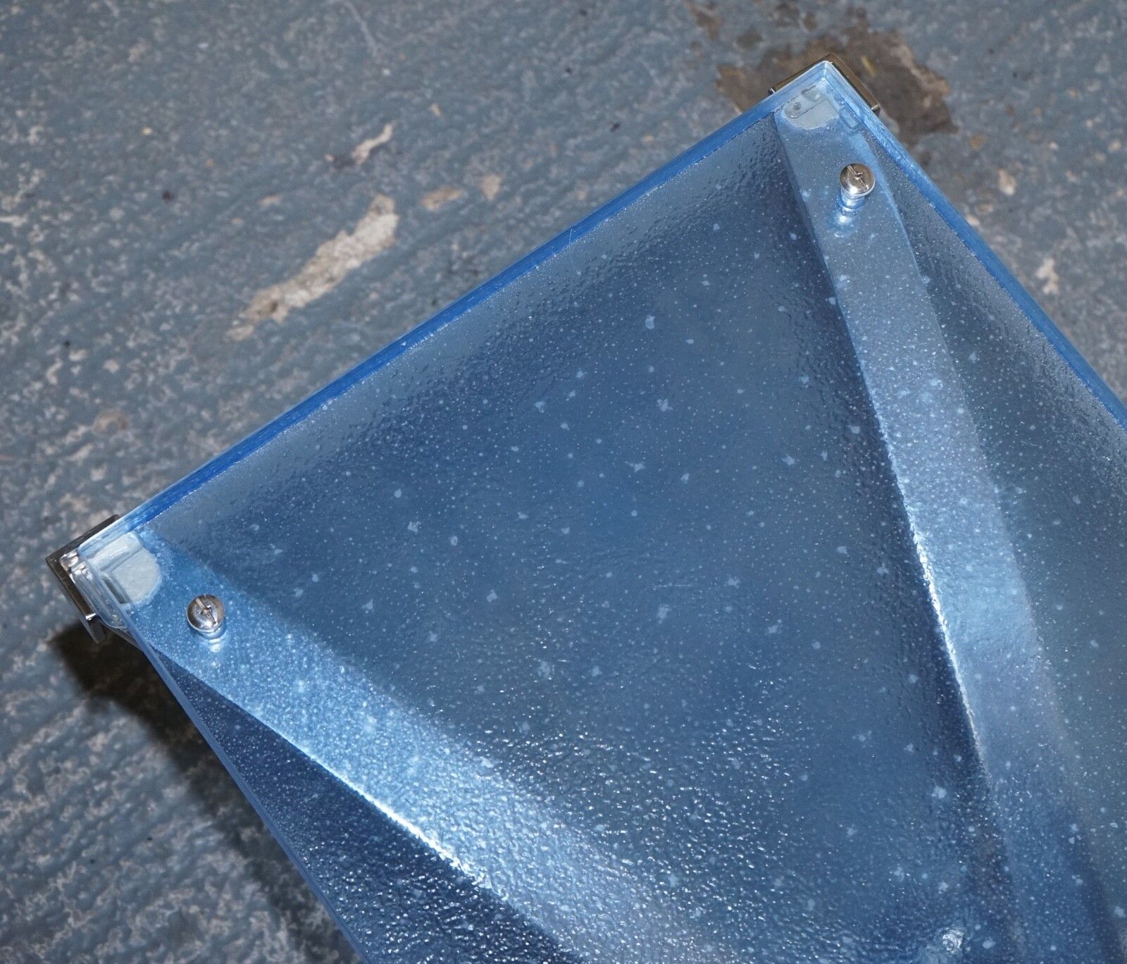 photo for sale Rare Custom Hand Made Glass Marine Grade Stainless Steel Coffee Table By Soliart