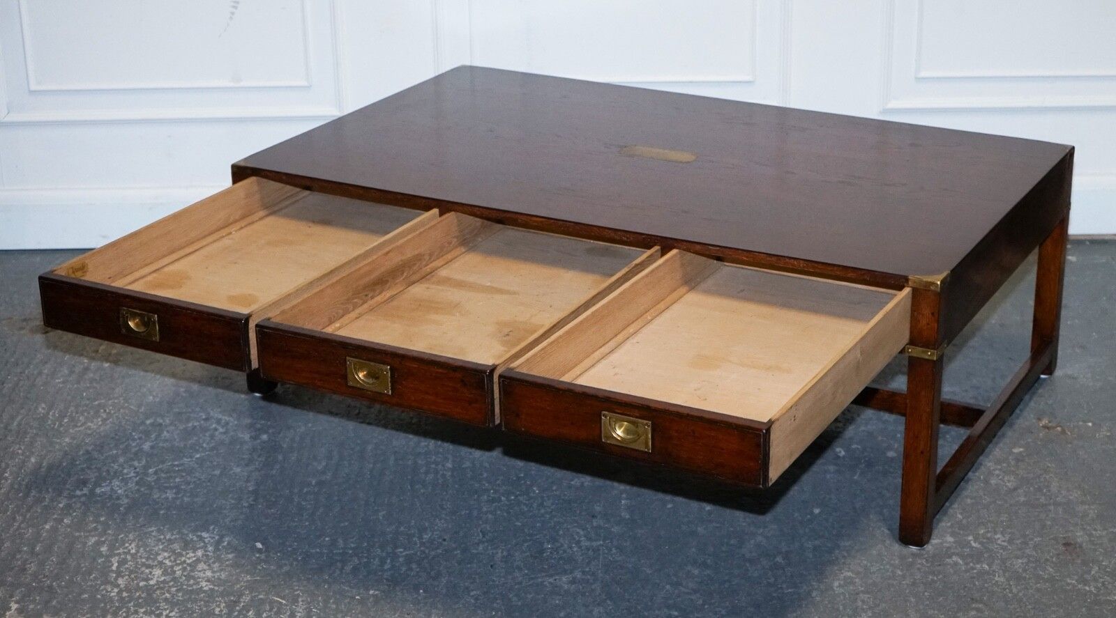 Stunning Military Campaign Reh Kennedy Coffee Table With Three Deep Drawers photo Furniture