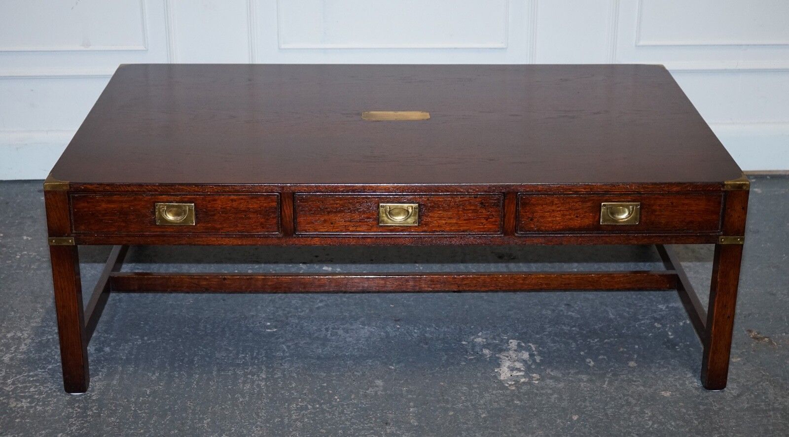 Stunning Military Campaign Reh Kennedy Coffee Table With Three Deep Drawers photo vinterior