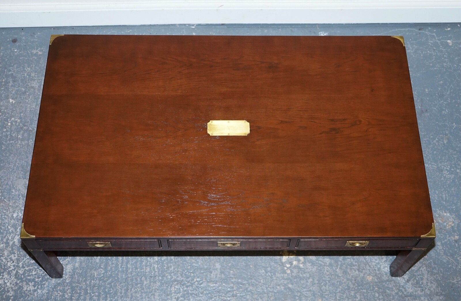 2950.0 Stunning Military Campaign Reh Kennedy Coffee Table With Three Deep Drawers photo