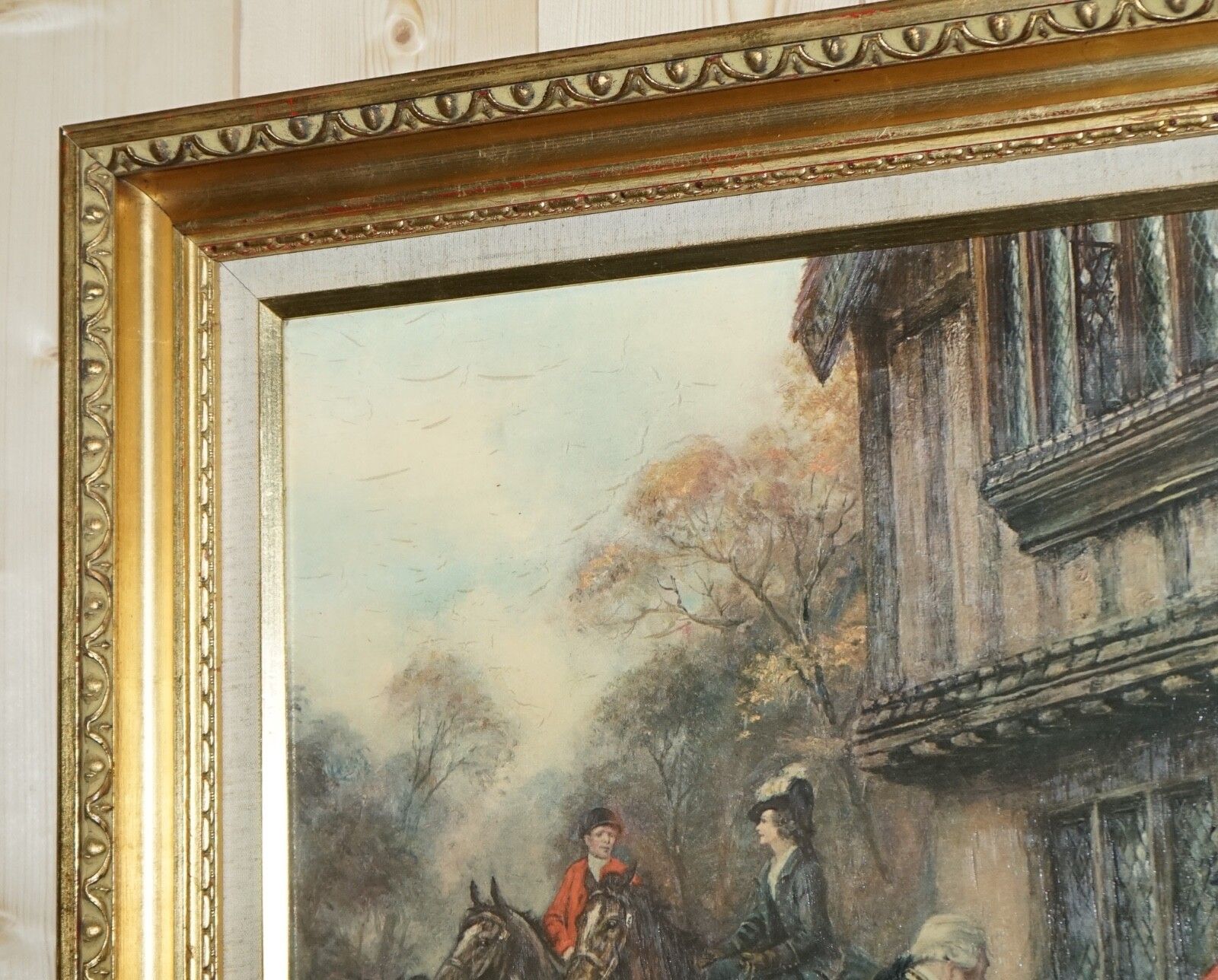 Oil Painting In Manner Of F.M.  Bennett Meet At The Lodge' Gilt Style Frame photo 450.0