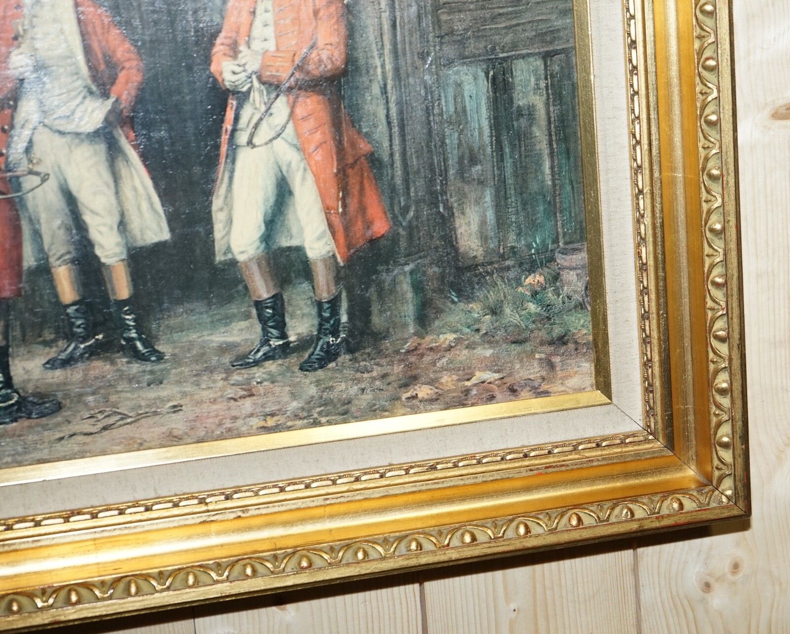 Oil Painting In Manner Of F.M.  Bennett Meet At The Lodge' Gilt Style Frame photo vinterior