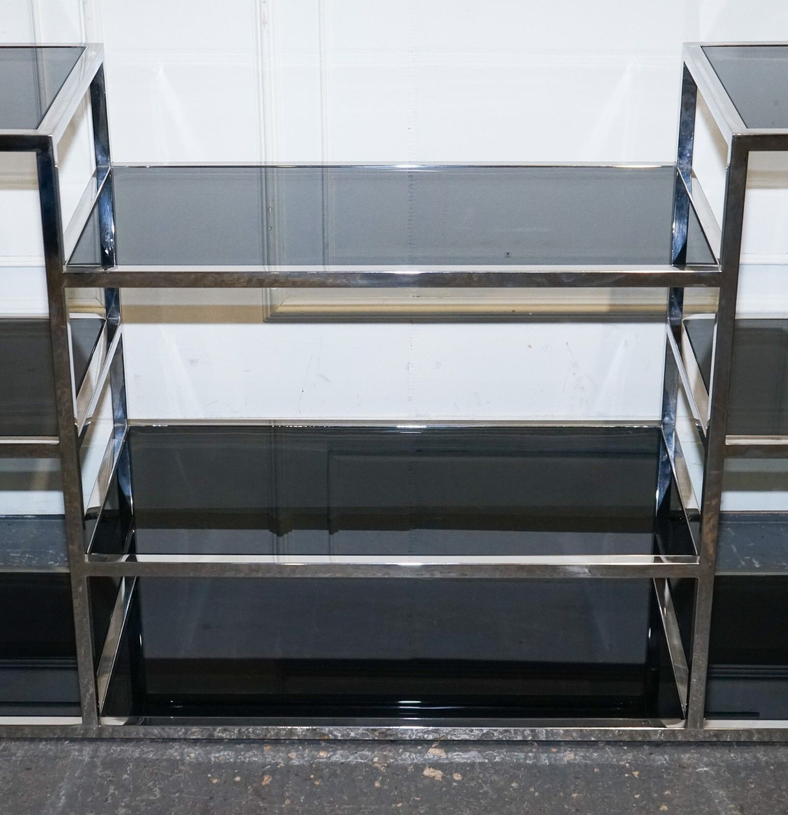 Showroom Casa Padrino Smoked Glass Polished Stainless Steel Console Table photo 1650.0