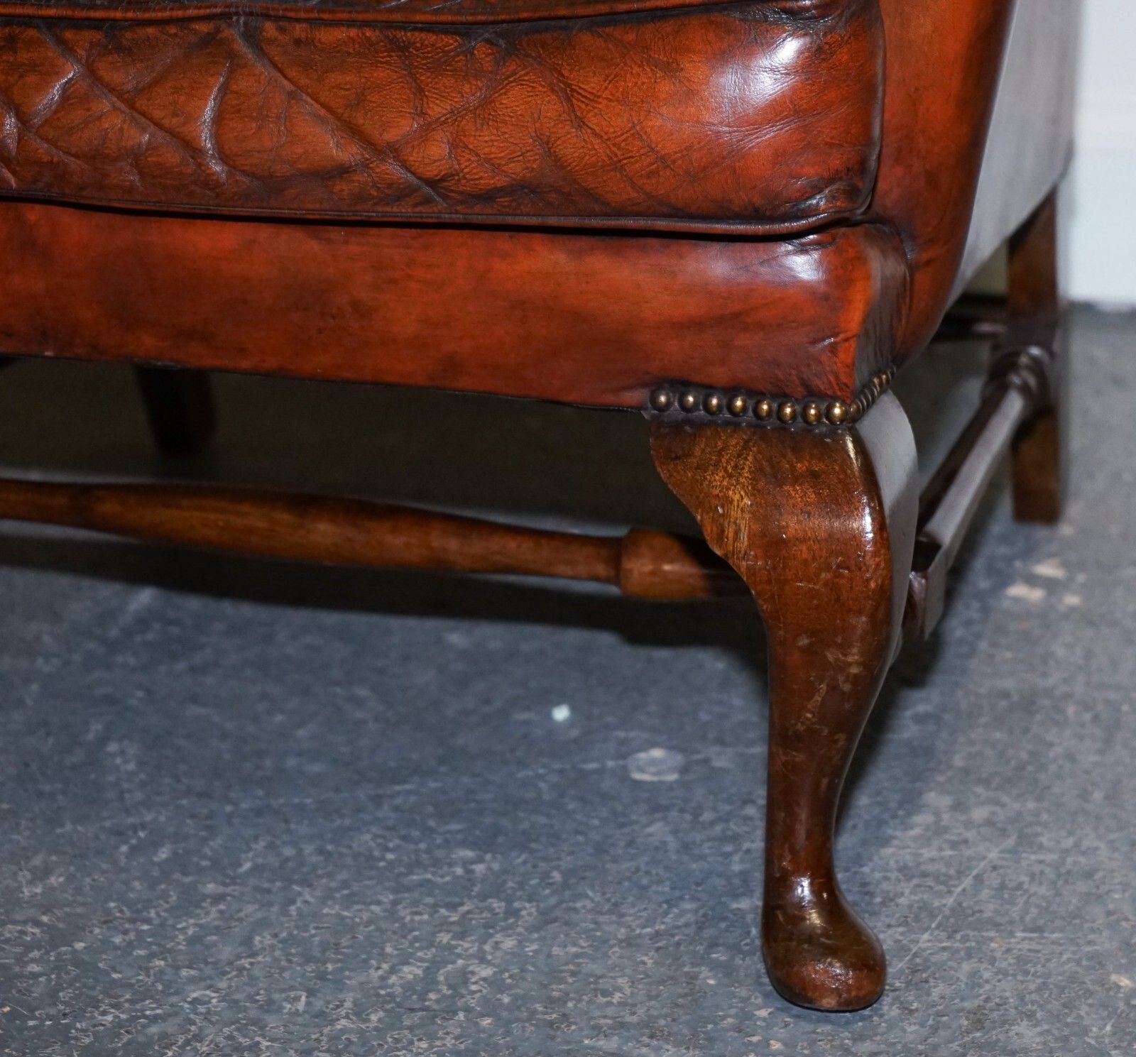 Furniture Pair Of William Morris Flat Arm Chesterfield Wingback Bordeaux Armchairs photo