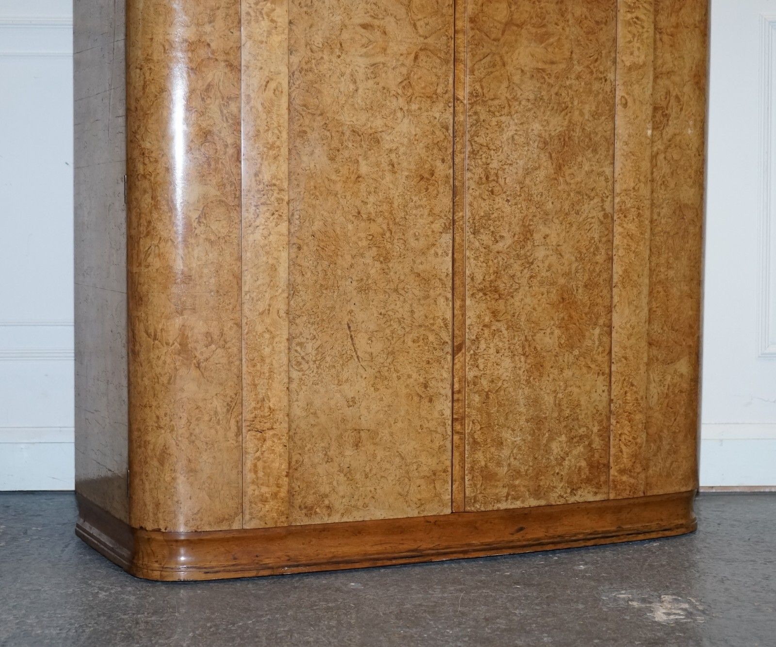 Beautiful Art Deco Blonde Walnut Double Door Wardrobe Armoire photo 1850.0